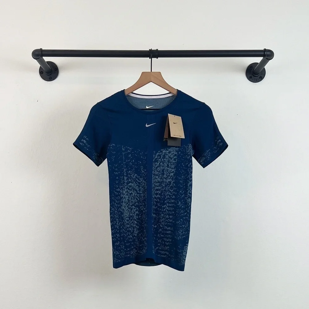 NWT Nike Dri-FIT ADV Short Sleeve Training Open Back Top Blue
